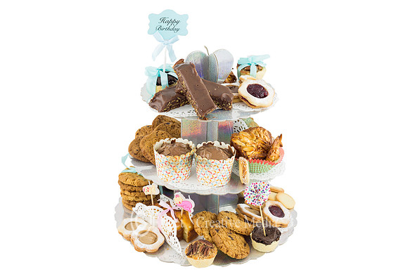 variety of chocolate cookies on a stand
