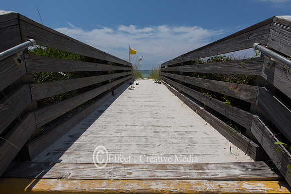 a wooden sidewalk to the beach of Joseph Peninsula Florida USA