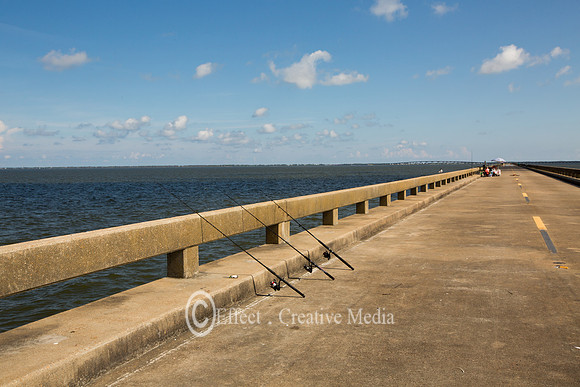 deserted road bridge to ST George Island Florida USA